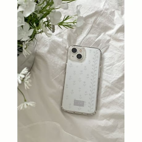 White Drawing Flower Jelly Hard Case