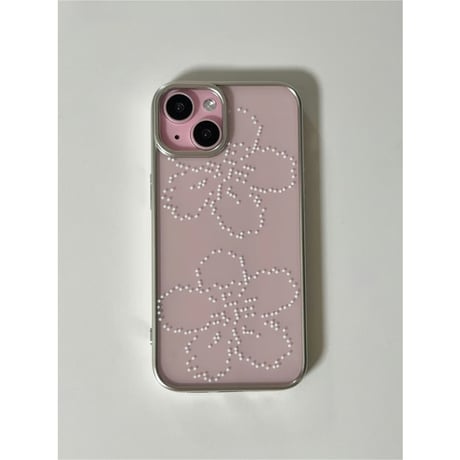 Petal Dots Silver Frame Transparent Case