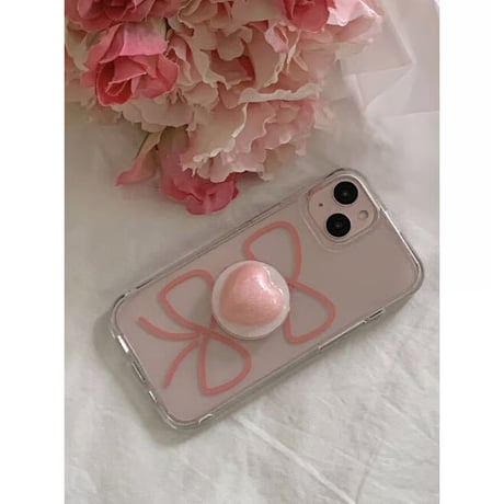 Ribbon Drawing Jelly Hard Case Pink