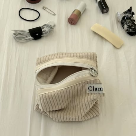 [Clam正規販売店] round pouch Corduroy coconut
