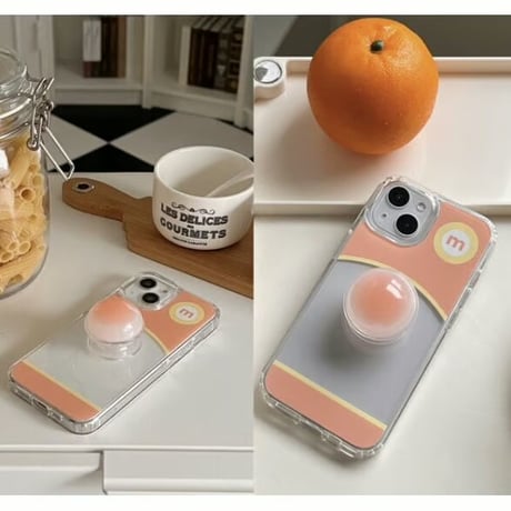 Round Jelly Hard Case Coral&Yellow