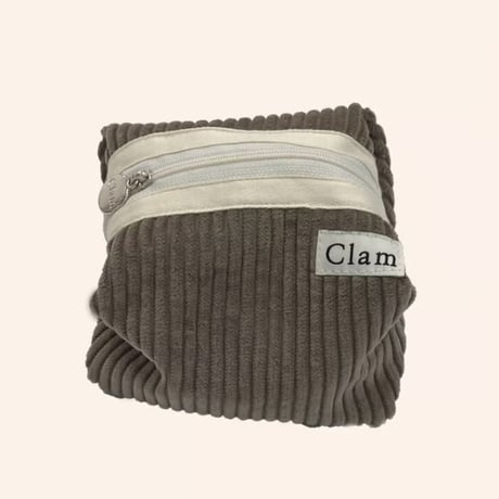 [Clam正規販売店] round pouch Corduroy grayish brown