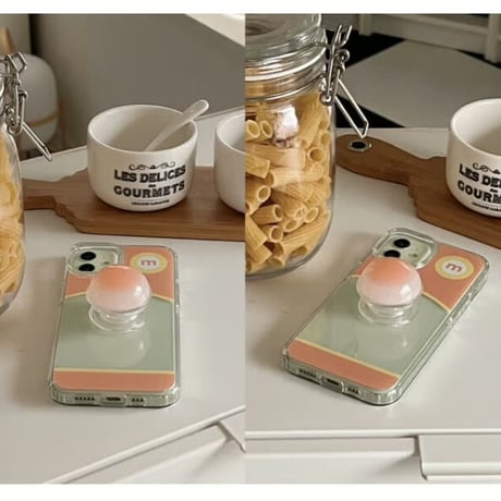 Round Jelly Hard Case Coral&Yellow