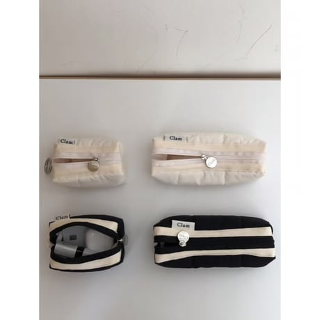 [Clam正規販売店] Mini keyring round pouch Quilting cream