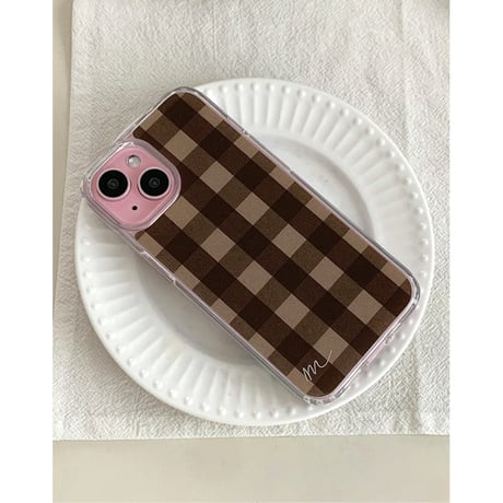 Vintage Check Jelly Hard Case Brown