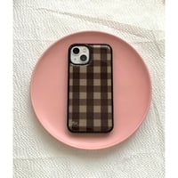 Vintage check epoxy case Brown