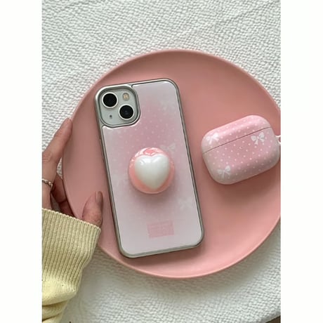 Pink Ribbon Dot Silver Epoxy Case