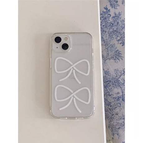 Ribbon Drawing Jelly Hard Case White
