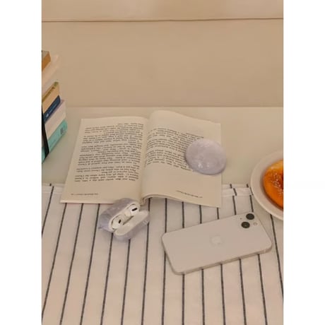 White Silver Ballet Core Ribbon AirPods Case