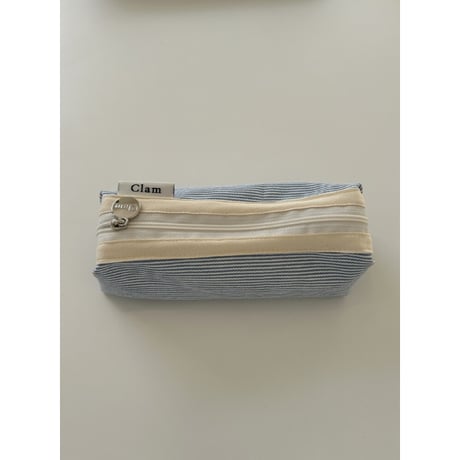 [Clam正規販売店] round pencilcase Little stripe