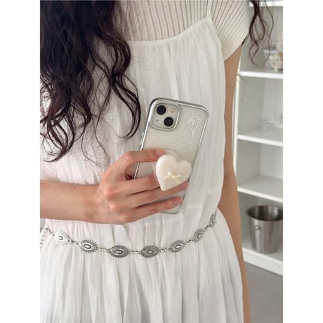 [MagSafe White Ring] Romantic Script Silver Frame Transparent Case