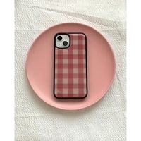 Vintage check epoxy case Pink