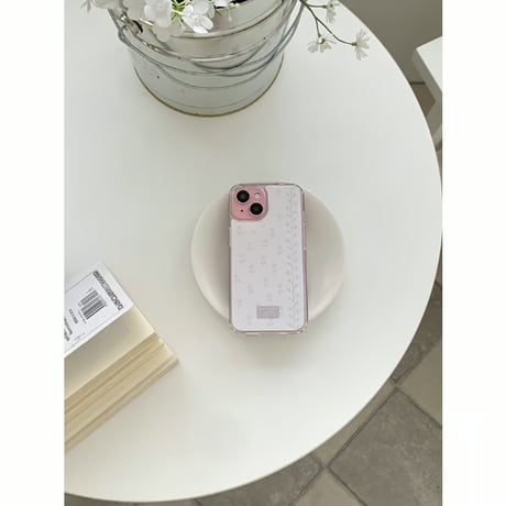 White Drawing Flower Jelly Hard Case