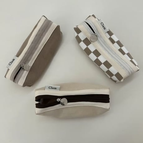 [Clam正規販売店] round pencilcase Milk tea