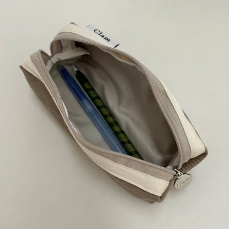 [Clam正規販売店] round pencilcase Milk tea