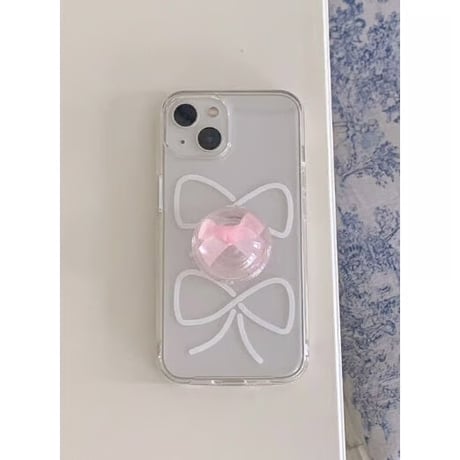 Ribbon Drawing Jelly Hard Case White