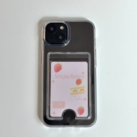 Transparent Card Pocket Case Mint ribbon Dot