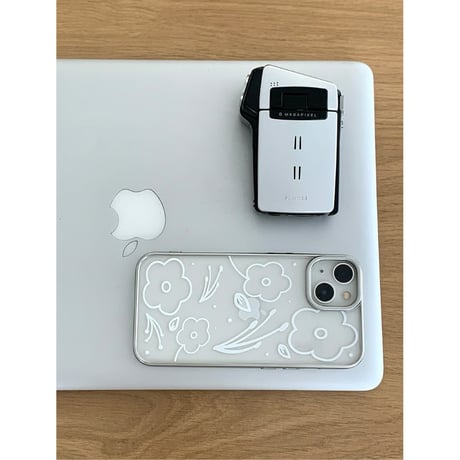 [MagSafe Pink Ring] Soft Bloom Silver Frame Transparent Case