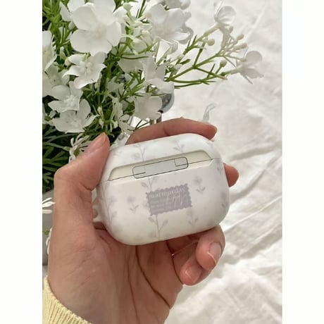 White Drawing Flower AirPods Case