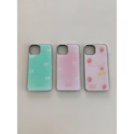 Pink Ribbon Dot Silver Epoxy Case