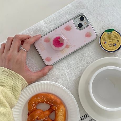 Pink Berry Cream Silver Epoxy Case