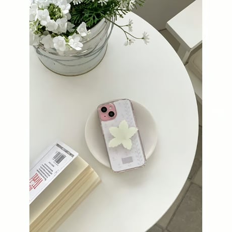 White Drawing Flower Jelly Hard Case