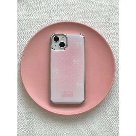 Pink Ribbon Dot Silver Epoxy Case