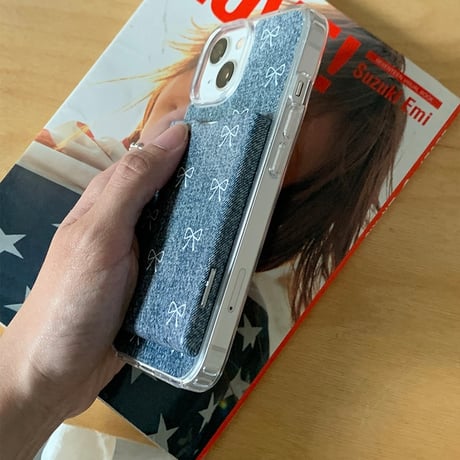 Denim Ribbon Magsafe Spring Card Pocket
