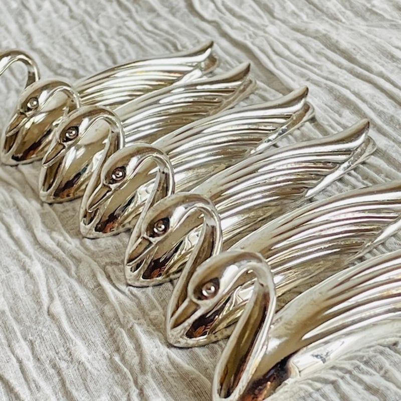 フランス　アンティーク　シルバーカトラリーレスト　植物のモチーフ　5個セット フランス アンティーク シルバーカトラリーレスト 植物のモチーフ 5個