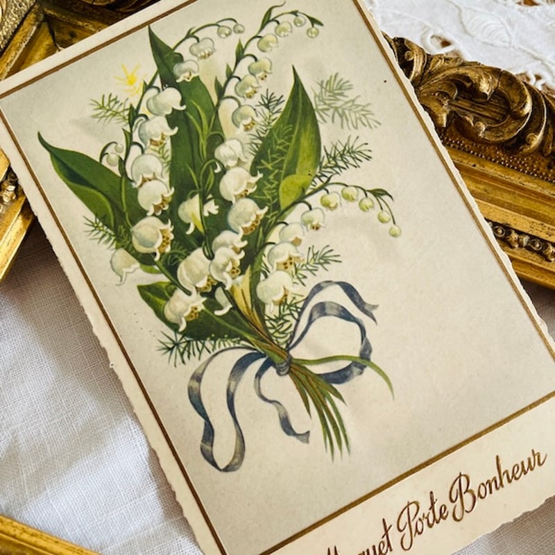 フランスアンティーク ポストカード すずらんの花束 [s043f] | shanachie