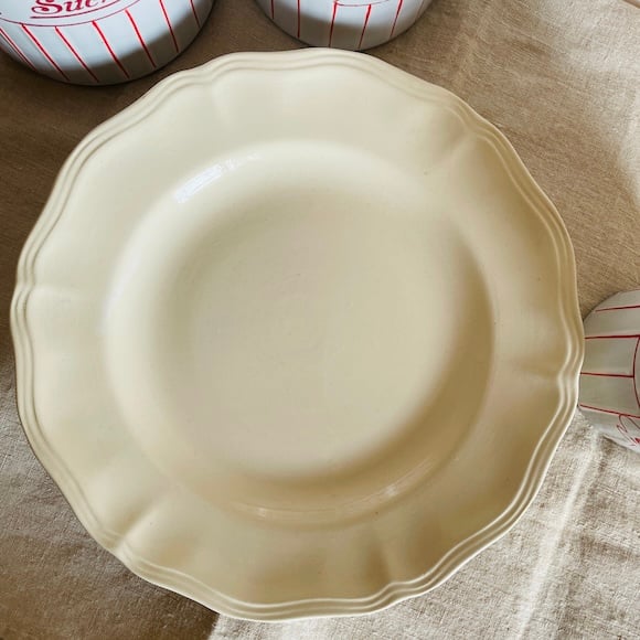 フランスアンティーク サルグミンヌ 花リムのコンポティエ [i003