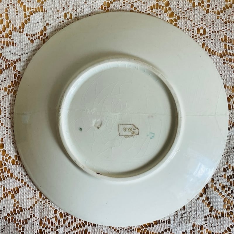 フランスアンティーク ラ・フォンテーヌ「キツネとヤギ」の絵皿 修復済