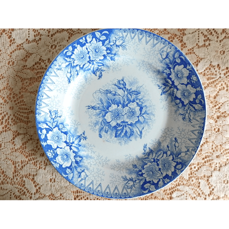 ショップ 手描きディネットプレート2枚セットBローズ柄バラ 陶器平皿