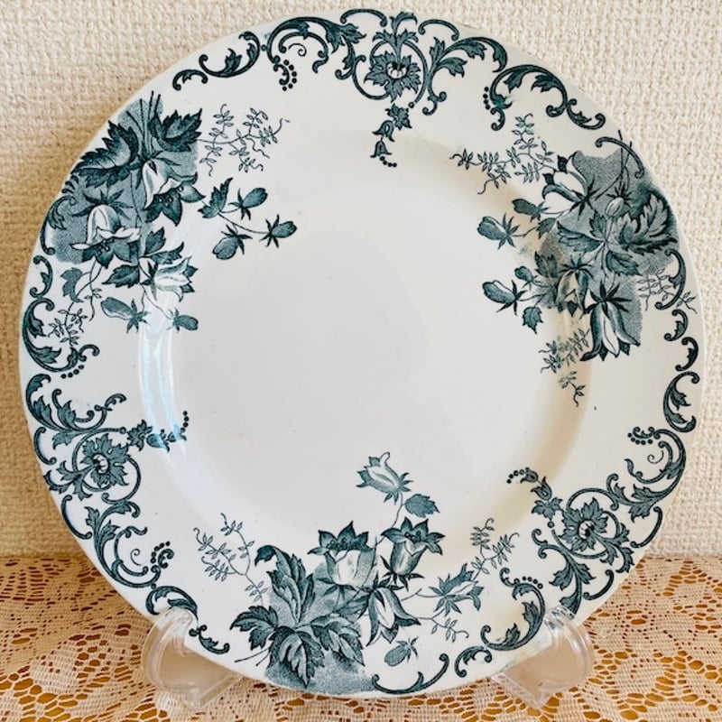 フランス　アンティーク　プレート　大皿　カンパニュラ　ブルー フランス アンティーク プレート 大皿 カンパニュラ ブルー