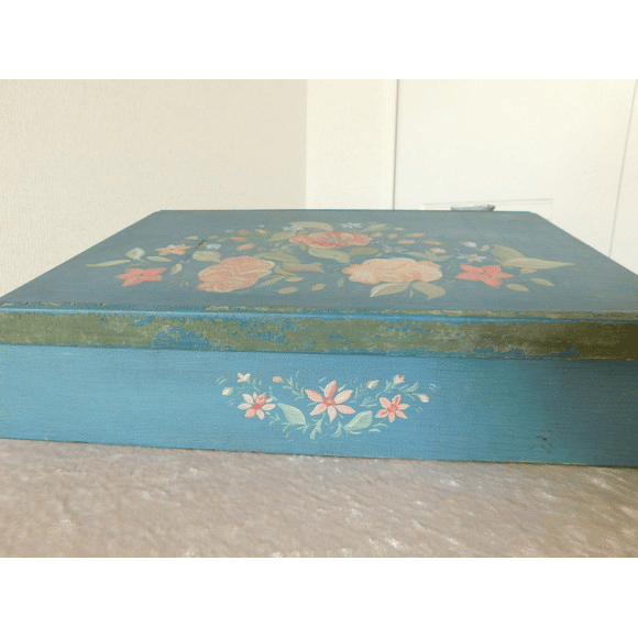 フランス ライティング トールペイントのボックス ブロカント [h028