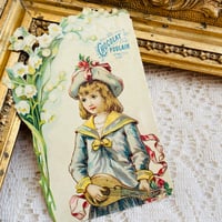 フランスアンティーク クロモス6枚セット 少女とお花 [chs030] | shanachie