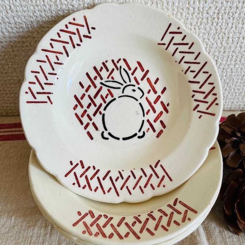 フランスアンティーク ディネット うさぎプレート 深皿 [a020] | shanachie