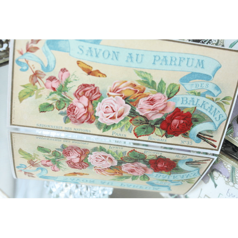 フランス アンティークサボンラベル 薔薇と蝶々 [la056] | shanachie