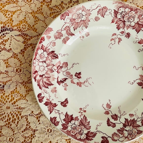 フランスアンティーク サンタマン プレート MARION 赤 [i024] | shanachie