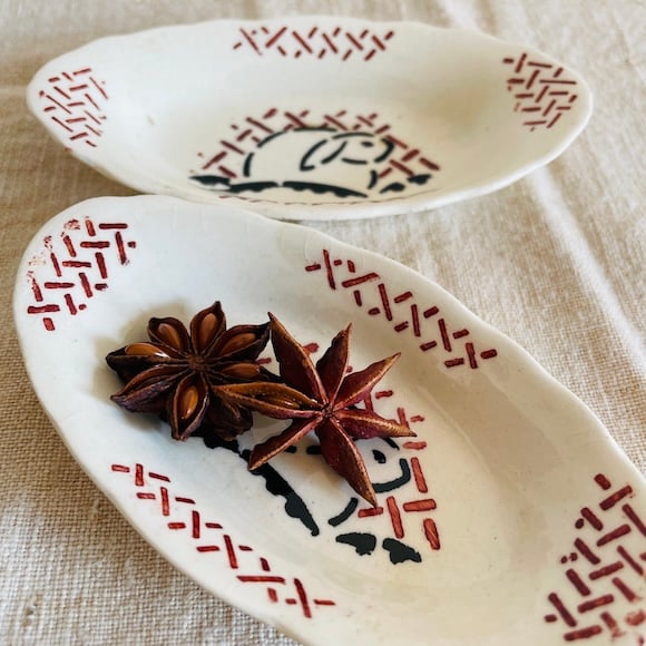 フランス アンティーク 小さなラヴィエ ブルーの小花 ディネット