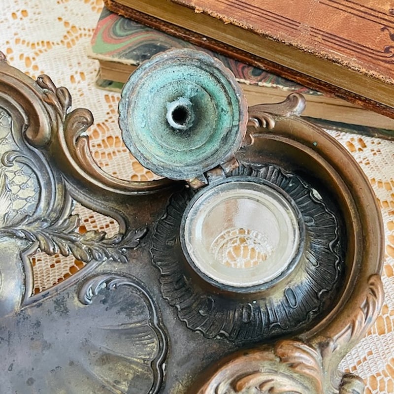 フランスアンティーク ロココ調 金属製インクウェル [a007] | shanachie