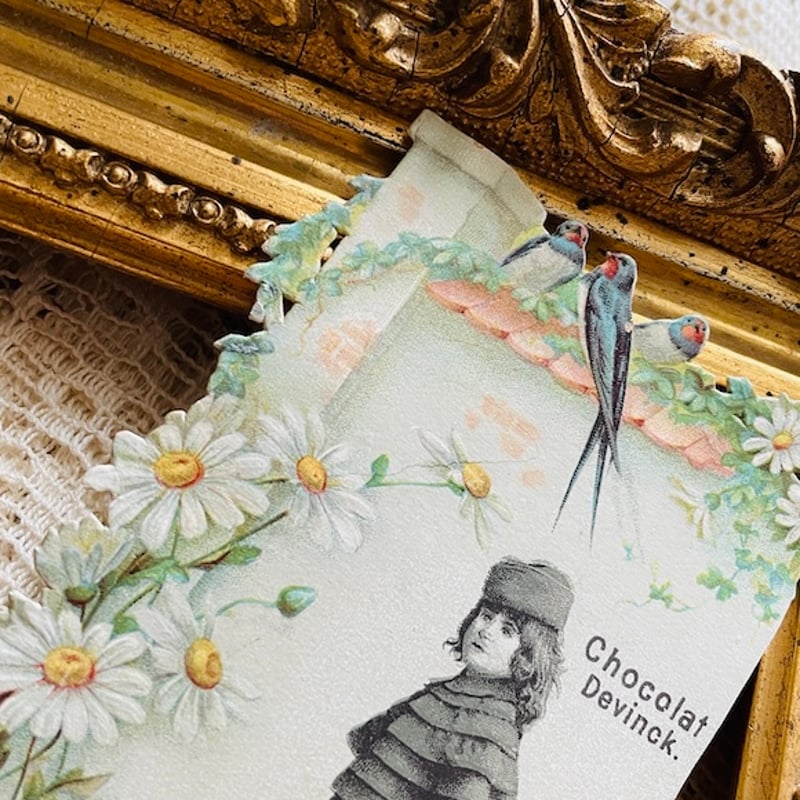 フランスアンティーククロモカード　操り人形ごっこ フランスアンティーククロモカード 操り人形ごっこ