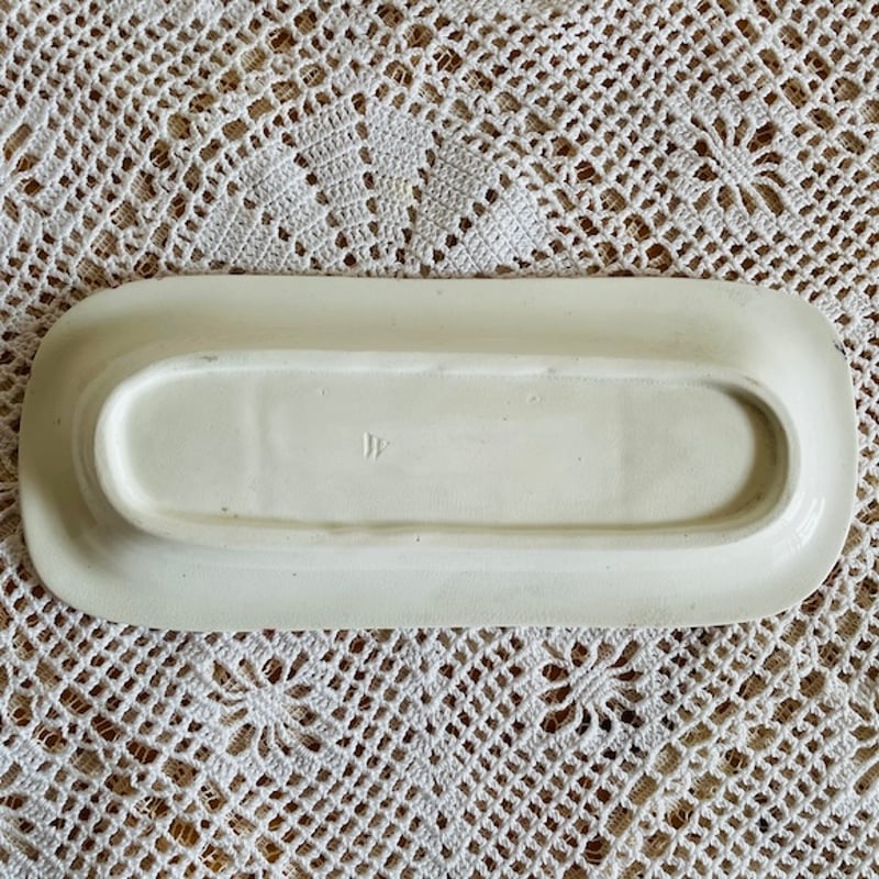 フランスアンティーク 長方形のトレイ サボンディッシュ 花 [a005