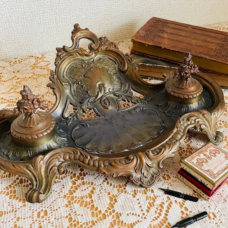 フランスアンティーク ロココ調 金属製インクウェル [a007] | shanachie