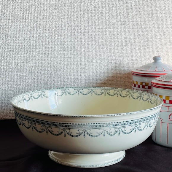 フランスアンティーク リボンガーランドのサラディエ サラン窯 [i902