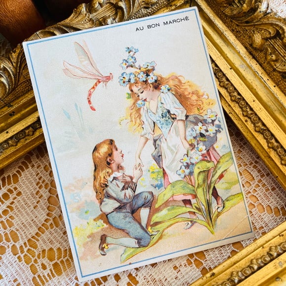 フランスアンティーク　ボンマルシェのクロモカード　6枚セット　ピエロ達 フランスアンティーク ボンマルシェのクロモカード 6枚セット ピエロ達