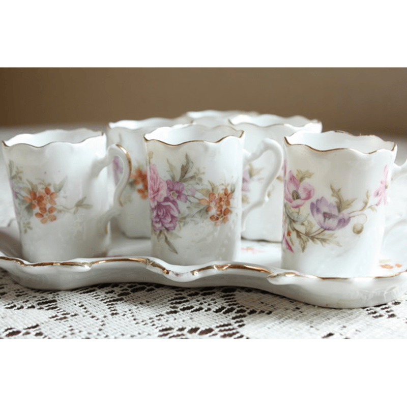 フランス アンティーク 磁器のリキュールカップセット [i005A] | shanachie