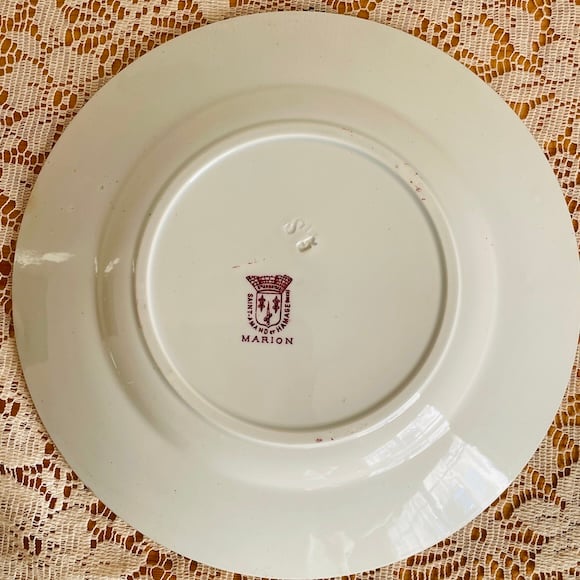 フランスアンティーク サンタマン プレート MARION 赤 [i024] | shanachie