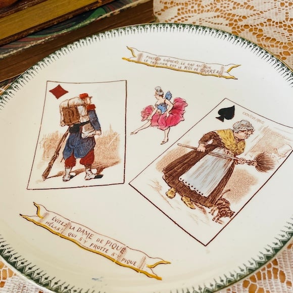 パリ蚤の市直購入 ショワジールロワ Choisy-le-Roi　トランプ柄絵皿 パリ蚤の市直購入 ショワジールロワ Choisy-le-Roi トランプ柄絵皿