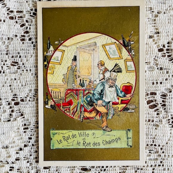 フランスアンティーク　19世紀　クロモカード　4枚セット 19世紀末 フランス GUERIN-BOUTRON ゲラン クロモカード セット